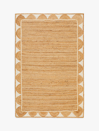 John LewisHand Woven Scalloped Jute Rug, Neutral, L180 x W120 cm