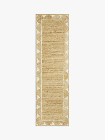 John LewisHand Woven Scalloped Jute Runner Rug, Neutral, L240 x W70 cm