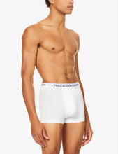 Logo waistband classic-fit stretch-cotton trunks pack of three