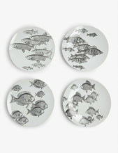 Fish print ceramic plates set of six