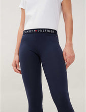 Branded-embroidery cotton-blend jersey leggings