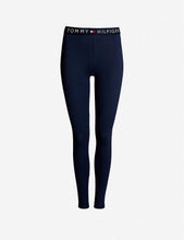 Branded-embroidery cotton-blend jersey leggings