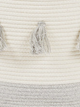 Great Little Trading Co Triple Tassle Rope Storage Basket, Ivory/Grey