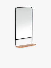 Nkuku Harni Portrait Wall Mirror with Mango Wood Shelf, 72 x 45cm, Black/Natural