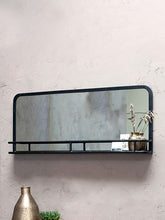 Nkuku Demsa Metal Wall Mirror with Shelf, 49 x 120cm, Black