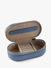 Monica Vinader Mini Oval Leather Jewellery Box, Cornflower Blue