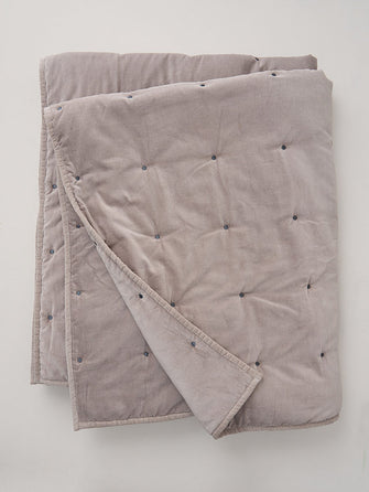 Truly Cotton Velvet Throw, Grey