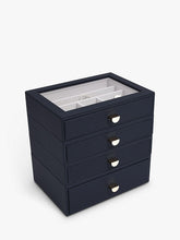 Stackers Glass Lid 4 Drawer Jewellery Box, Navy