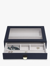 Stackers Glass Lid 4 Drawer Jewellery Box, Navy