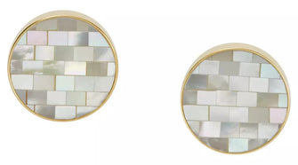 Skagen Gold Tone Mother of Pearl Stud Earrings