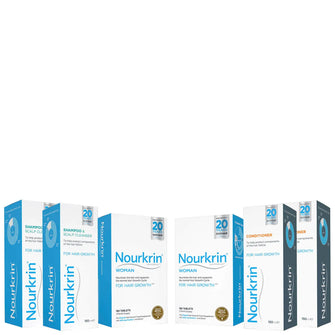 Nourkrin Woman Hair Growth Supplements 6 Month Bundle with Shampoo and Conditioner x2 (Worth £311.78)