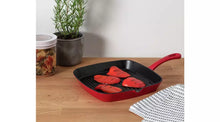 Home 23cm Cast Iron Griddle Pan - Red