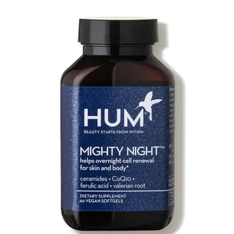 HUM Nutrition Mighty Night Overnight Renewal Supplement (60 Vegan Softgels, 30 Days)