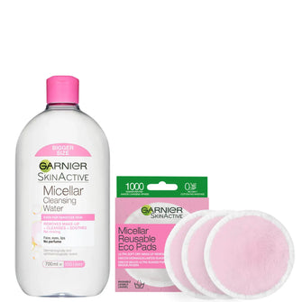 Garnier Makeup Remover Eco Pads and 700ml Micellar Water Duo Set