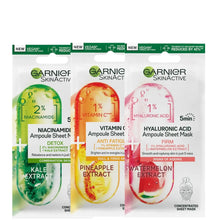 Garnier Ampoule Fast Action 5 Minute Sheet Mask Set (Pack of 3)