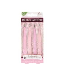 Brushworks HD 4 Piece Combination Tweezer Set - Pink