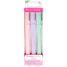 Brushworks Precision Eyebrow Razor - Pastel (Pack of 3)