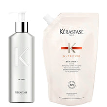 Kérastase Nutritive Bain Satin 2 Refill Pouch and Refillable Bottle Bundle