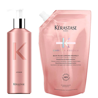 Kérastase Chroma Absolu Bain Respect Riche Refill Pouch and Refillable Bottle Bundle