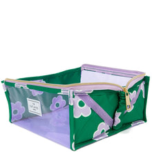 The Flat Lay Co. Open Flat Makeup Jelly Box Bag - Lilac Flower on Green