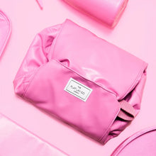 The Flat Lay Co. Open Flat Makeup Bag - Pink Leather Monochrome