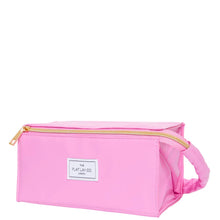 The Flat Lay Co. Open Flat Makeup Box Bag - Pink Leather Monochrome