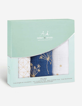 Metallic Gold Deco Musy cotton muslin squares set of three