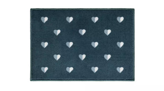 Hearts Printed Washable Polyester Doormat - Grey