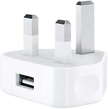 USB Wall 3 Pin Power UK Mains Plug Charger Adapter Compatible with Mobile Phones iPhone 4 4s 5 5s iPod Samsung HTC Sony - White