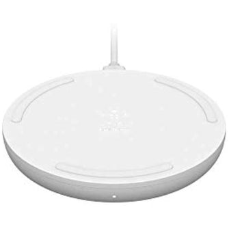 Belkin Boostcharge Wireless Charger 10W, iPhone 13, 12, SE, 11, XS, XR, X, 8, Samsung Galaxy, Google Pixel Compatible Qi Certified Fast Wireless Charger, White, WIA001VFWH