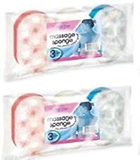 2 x Packs Of Massage Sponge - 3 Per Pack Assorted Colours