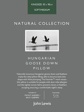 John LewisNatural Collection Hungarian Goose Down Kingsize Pillow, Soft/Medium