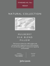 John LewisNatural Collection Mulberry Silk Blend Standard Pillow, Medium/Firm