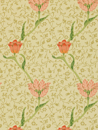 Morris & Co. Garden Tulip Wallpaper, Vanilla / Russet, DMCW210428