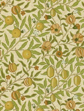 Morris & Co. Fruit Wallpaper, Lime / Green / Tan, DMCW210427