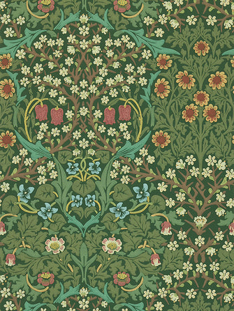 Morris & Co. Blackthorn Wallpaper, Green, DMCW210409