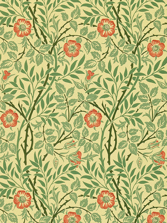 Morris & Co. Sweet Briar Wallpaper, Green / Blue / Rust, DMCW210478