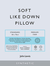 John LewisSynthetic Soft Like Down Standard Pillow, Medium/Firm