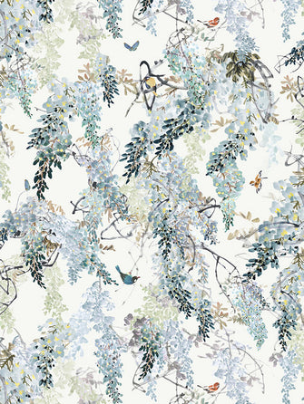 Sanderson Waterperry Wisteria Falls Wallpaper Aqua 216299, Panel B