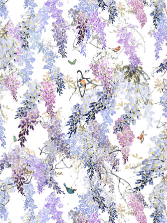 Sanderson Waterperry Wisteria Falls Wallpaper Lilac 216296, Panel A