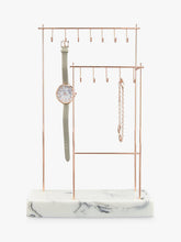 Stackers 12-Hook Jewellery Stand with Marble Effect Base, Rose Gold