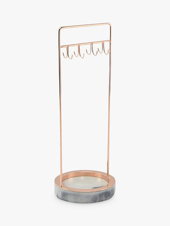 Stackers 8-Hook Jewellery Stand with Marble Effect Base, Rose Gold