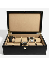 Dulwich Designs Windsor Leather 10 Piece Watch Box, Black