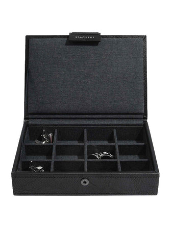 Stackers Lidded Cufflink Box, Black