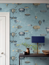 Cole & Son Macchine Volanti Wallpaper, 114/10021 Slate Blue & Gilver