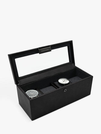 Stackers Glass 4 Watch Box, Black