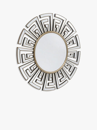 Libra Interiors Claridge Deco Round Wall Mirror, Antique Bronze, Dia.120cm