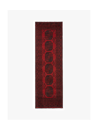 Gooch Luxury Hand Knotted Afghan Elephant Runner Rug, Red, L240 x W72 cm