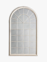 Gallery Direct Fura Outdoor Garden Wall Window Style Arched Mirror, 131 x 75cm, Antique Cream