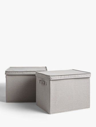 John Lewis ANYDAYLarge Lidded Storage Box, Grey, Pack of 2